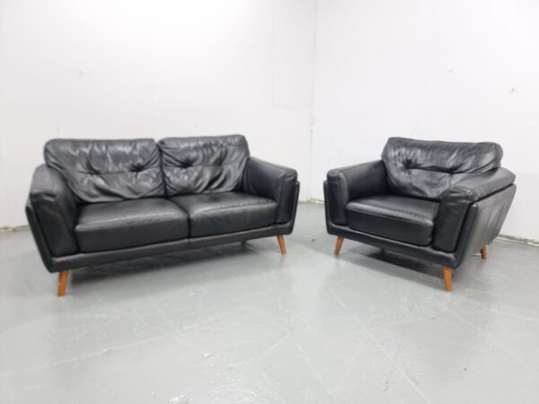 Sofology Leather 2 and 1 Seater Sofa and Chair - Image 4