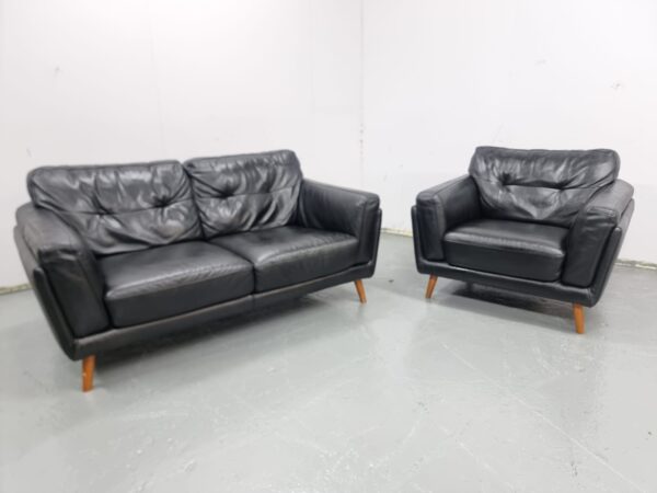 Sofology Leather 2 and 1 Seater Sofa and Chair - Image 5