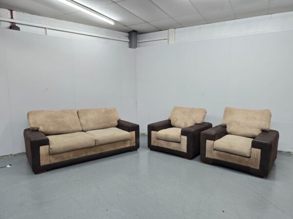 Corded 3 Piece Suite Sofa and Chairs