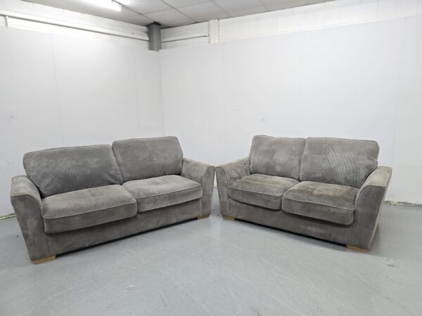 Fabric Grey 3 and 2 Seater Sofas - Image 2