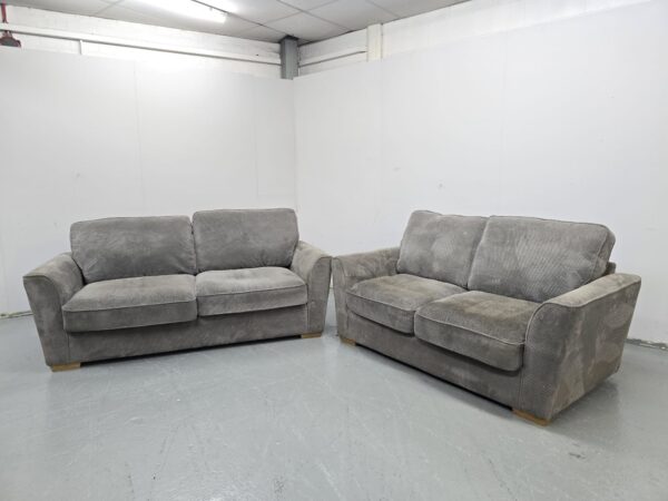 Fabric Grey 3 and 2 Seater Sofas - Image 3