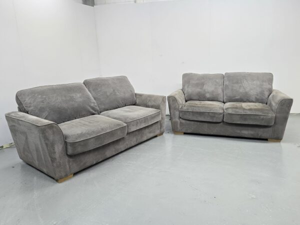 Fabric Grey 3 and 2 Seater Sofas - Image 4
