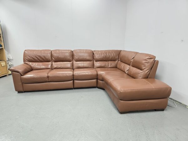 Scs Brown Leather Corner Sofa - Image 5