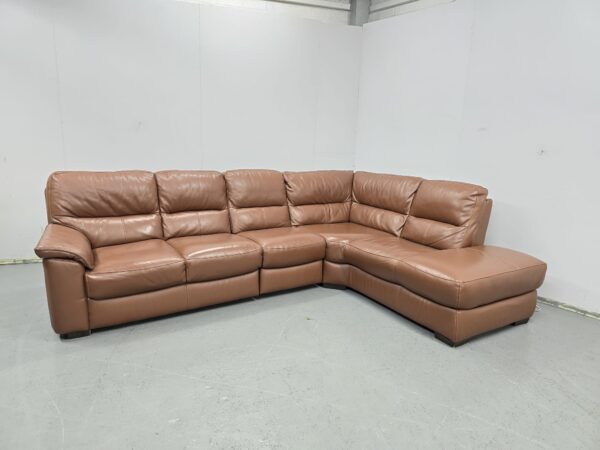 Scs Brown Leather Corner Sofa - Image 4