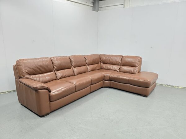 Scs Brown Leather Corner Sofa - Image 3