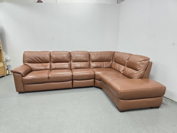 Scs Brown Leather Corner Sofa - Image 2