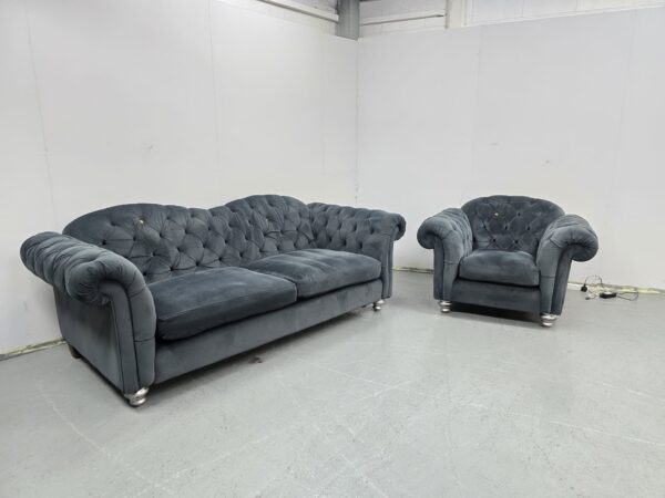 Dfs Windsor Suede 4 and 1 Seater Sofa and Chair - Image 2
