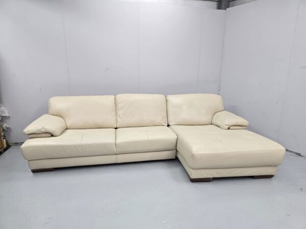 Italian Cream Leather Corner Sofa