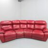 Red Leather Electric Recliner Curved Corner Sofa