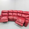 Red Leather Electric Recliner Curved Corner Sofa - Image 5