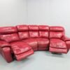 Red Leather Electric Recliner Curved Corner Sofa - Image 7
