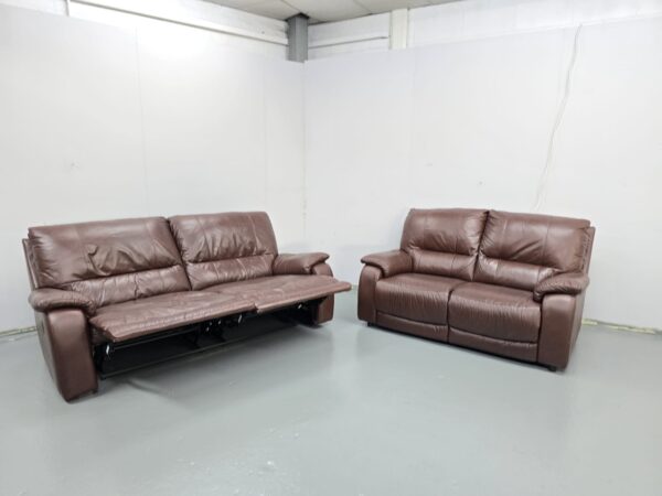 3 and 2 Seater Leather Recliner Sofas - Image 5