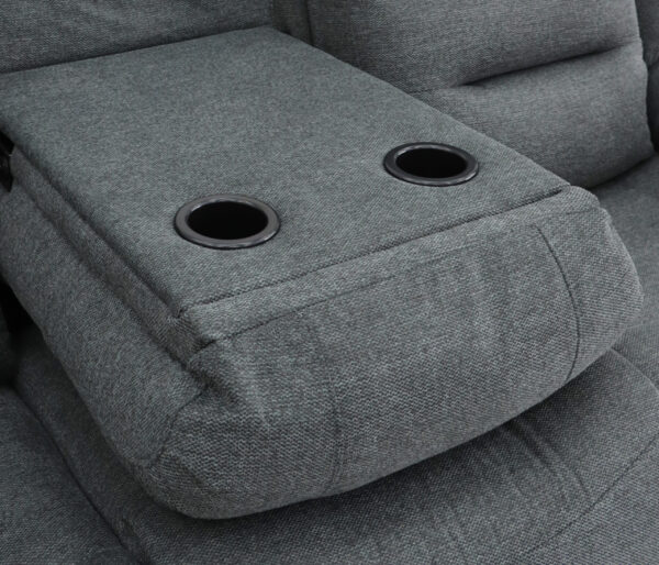 Alva Grey Fabric 3 and 2 Seater Electric Recliner Sofas with Cup Holders and USB - Image 6
