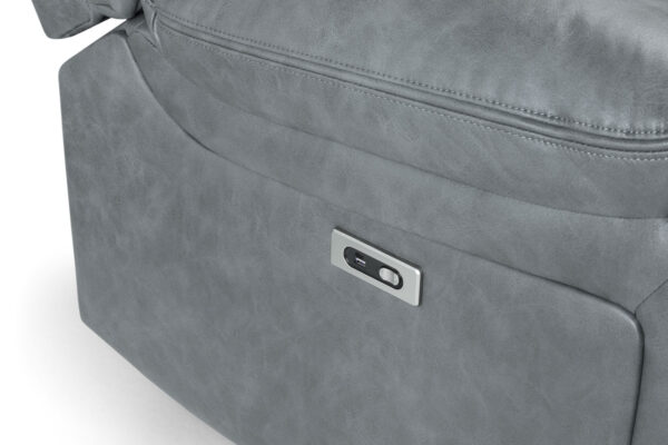 Canterbury Grey Leather Recliner Corner Sofa with Cup Holders and USB - Image 5