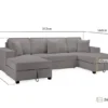 Milan Grey Fabric Corner Sofabed - Image 6