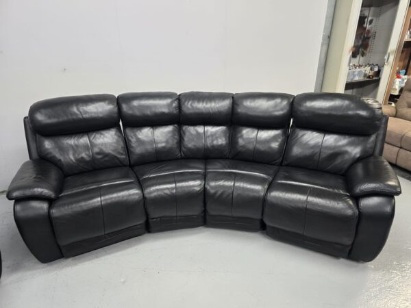 Dfs Black Leather Manual Recliner Curved Corner Sofa