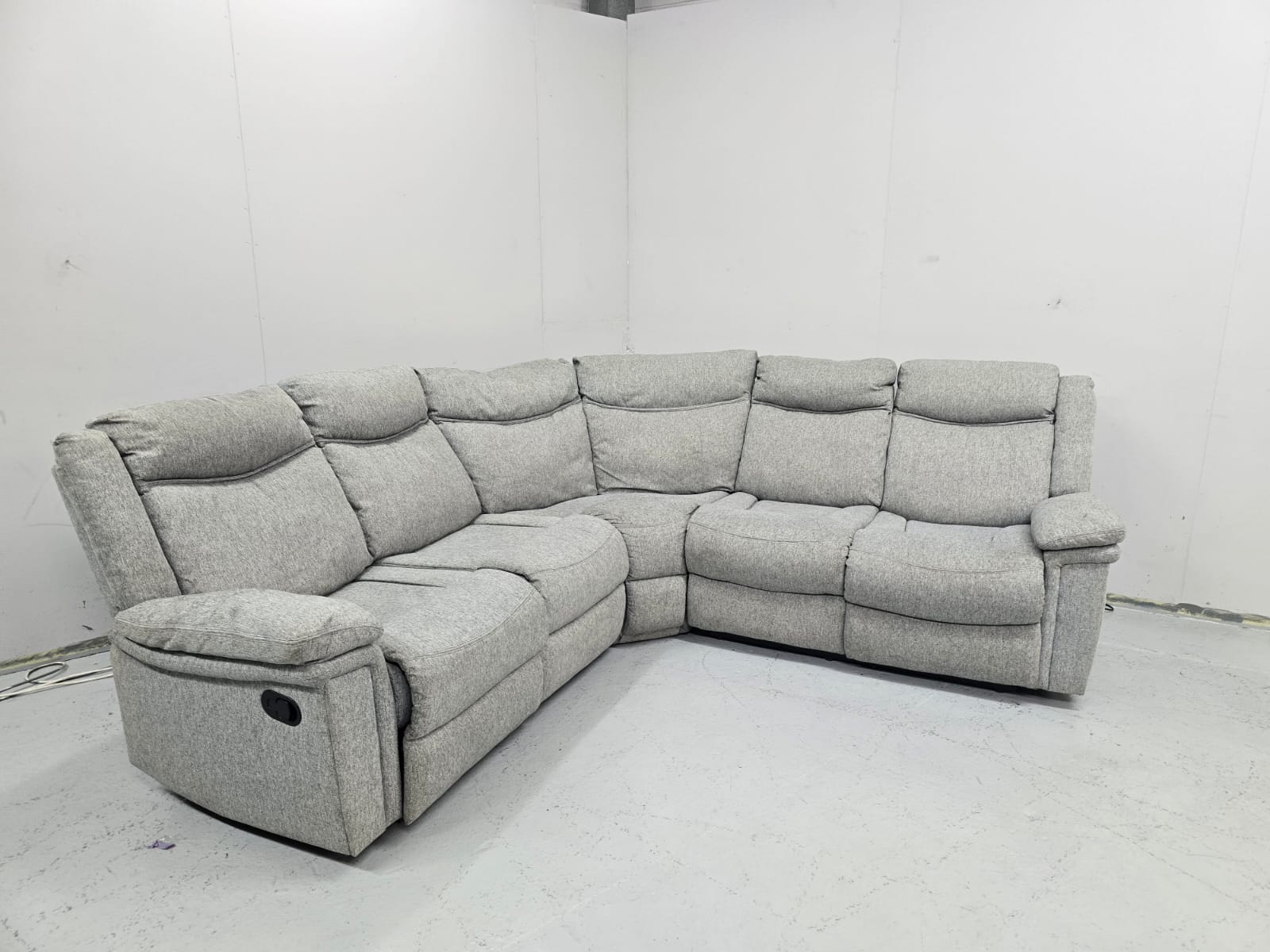 Grey Fabric Manual Recliner Corner Sofa