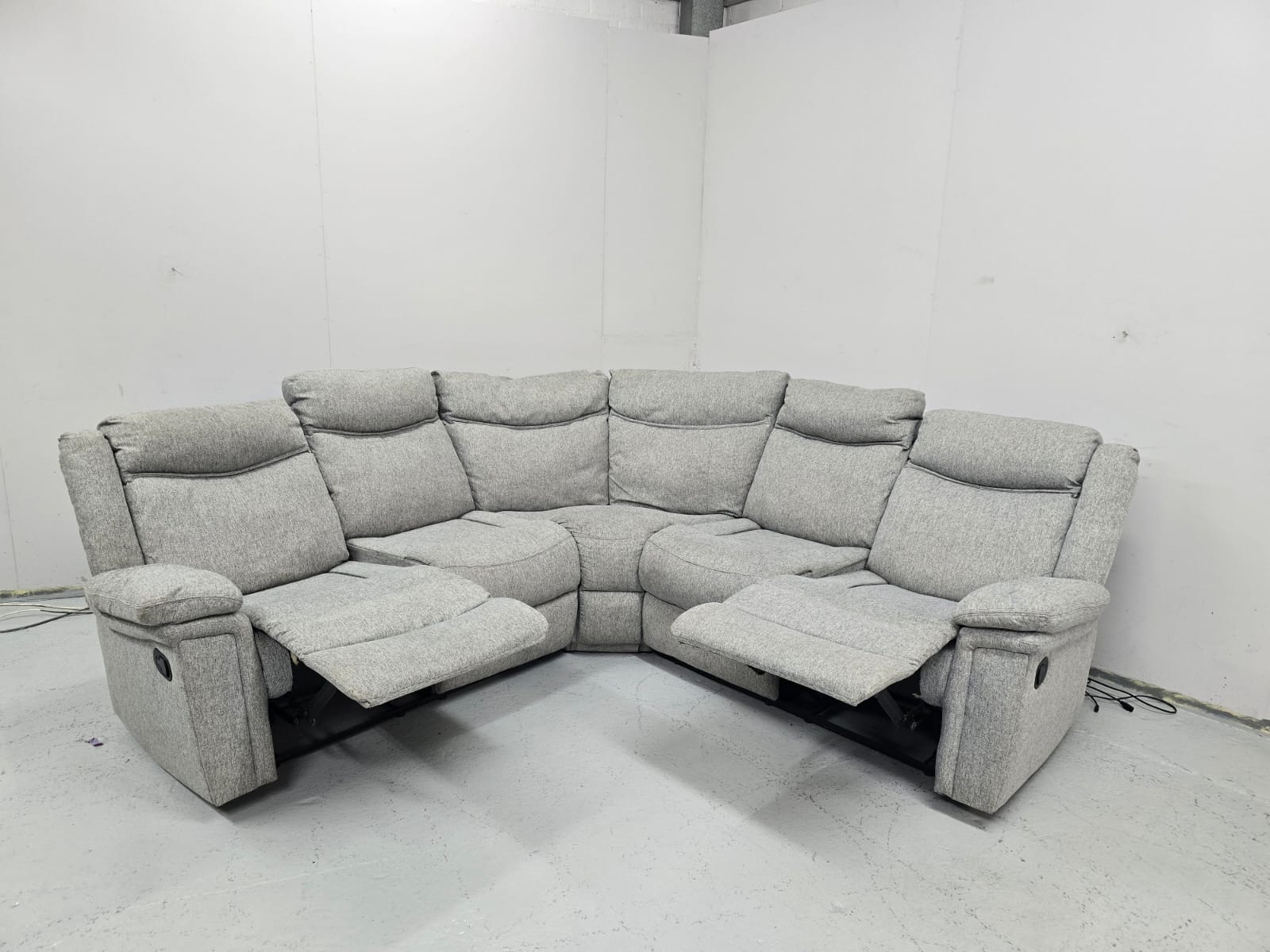 Grey Fabric Manual Recliner Corner Sofa