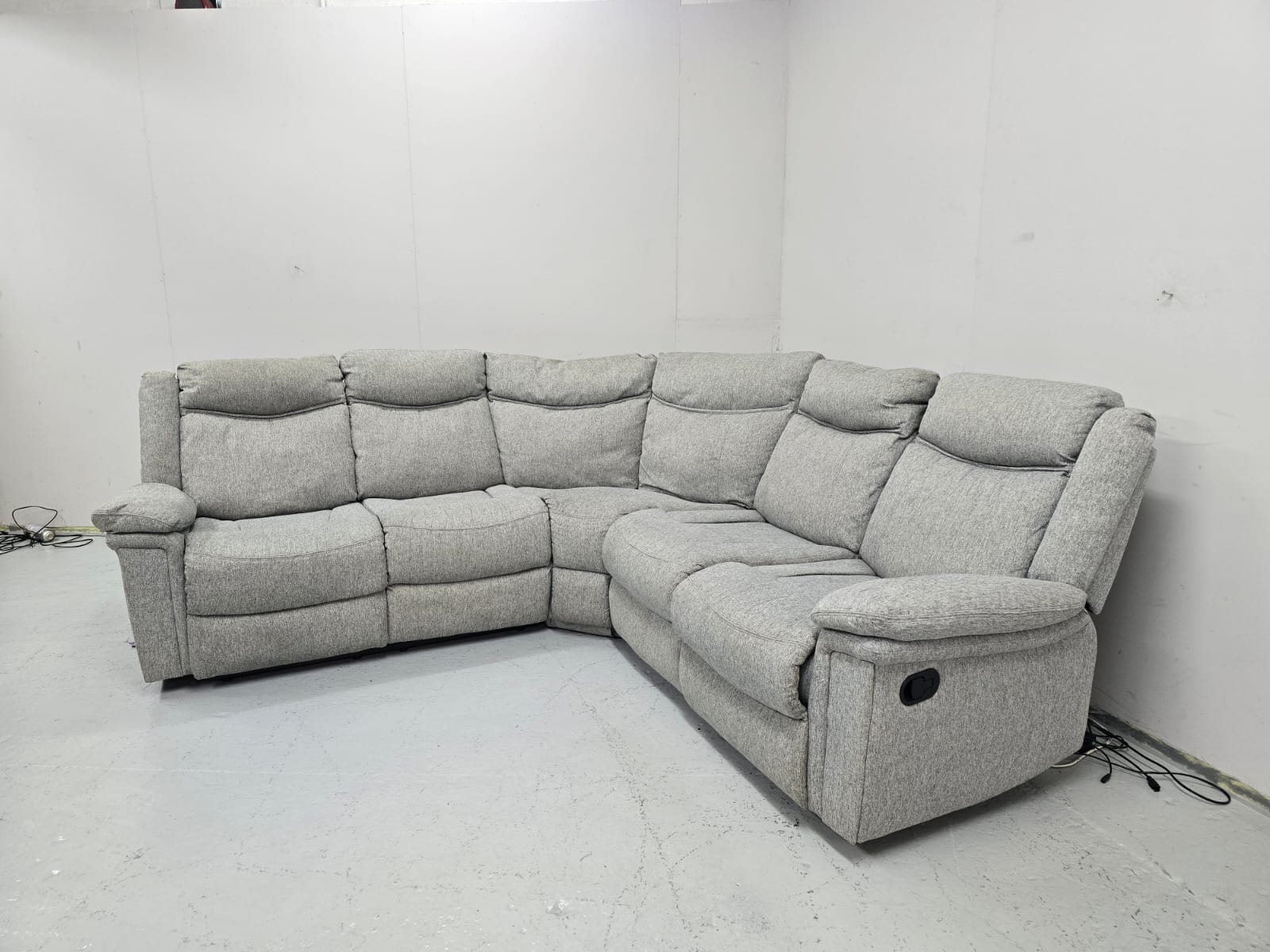 Grey Fabric Manual Recliner Corner Sofa