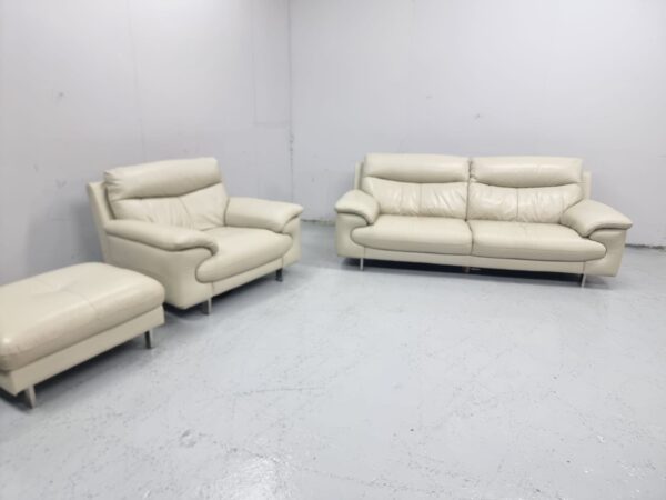 Dfs Full Leather Cream 4 and 1 Seater Sofa and Chair - Image 3