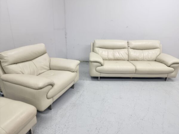 Dfs Full Leather Cream 4 and 1 Seater Sofa and Chair - Image 4