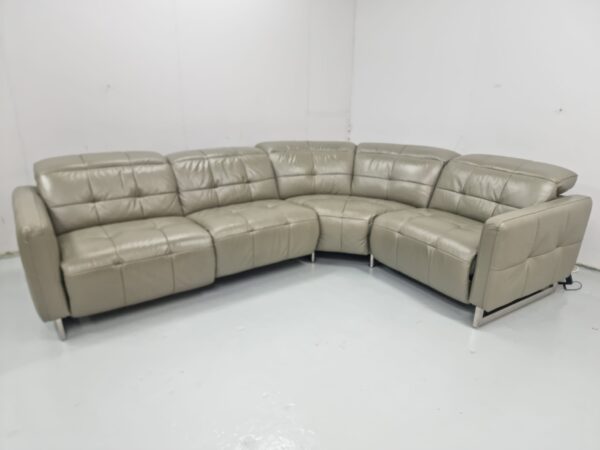 Ex Display Sofology Grey Full Leather Electric Recliner Corner Sofa