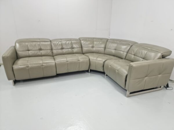 Ex Display Sofology Grey Full Leather Electric Recliner Corner Sofa - Image 2