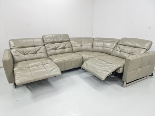 Ex Display Sofology Grey Full Leather Electric Recliner Corner Sofa - Image 5