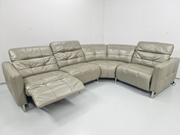 Ex Display Sofology Grey Full Leather Electric Recliner Corner Sofa - Image 4