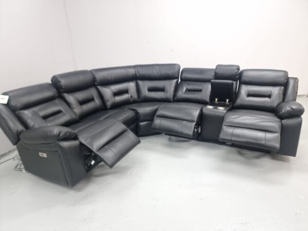 Brand New Canterbury Black Leather Electric Recliner Corner Sofa with Cup Holders and USB - Image 5