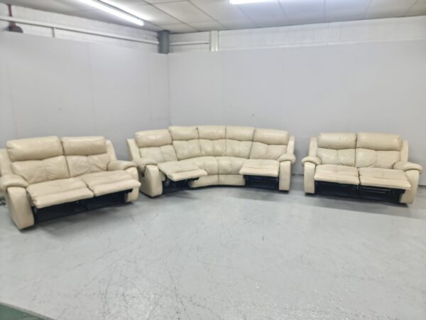 Dfs Cream Leather Manual Recliner Curved Corner and 2 and 2 Seater Sofas - Image 6