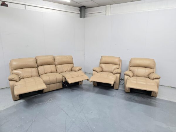 Leather 3 Piece Suite Recliner Sofa and Chairs - Image 7