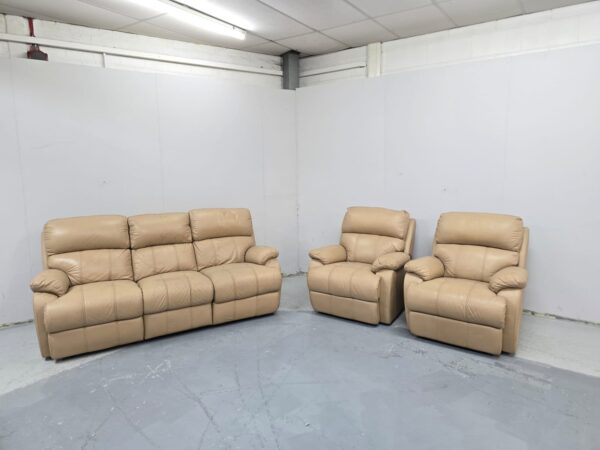 Leather 3 Piece Suite Recliner Sofa and Chairs