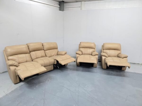 Leather 3 Piece Suite Recliner Sofa and Chairs - Image 6