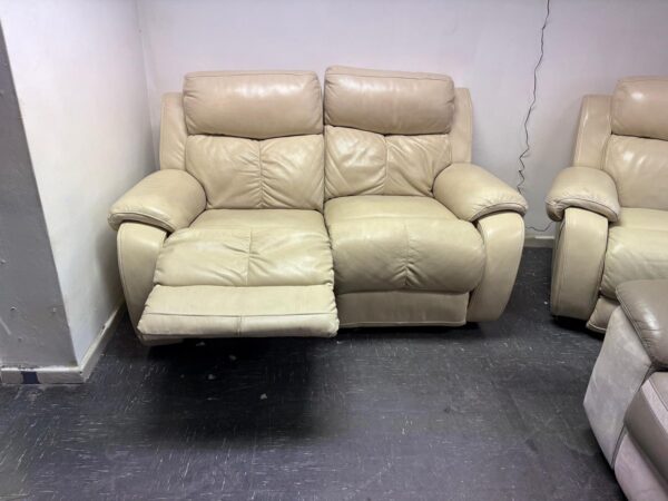Dfs Cream Leather 2 Seater Recliner Sofa - Image 4