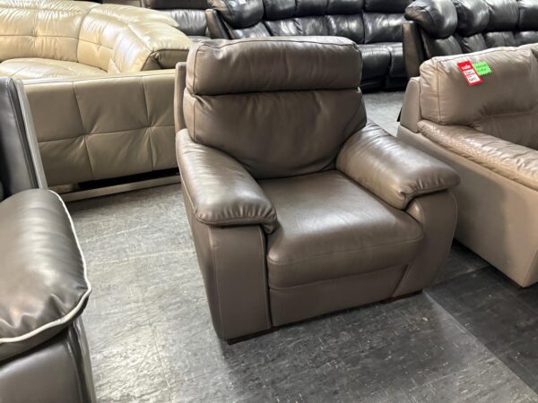 Italian Leather Grey Single Chair - Image 3