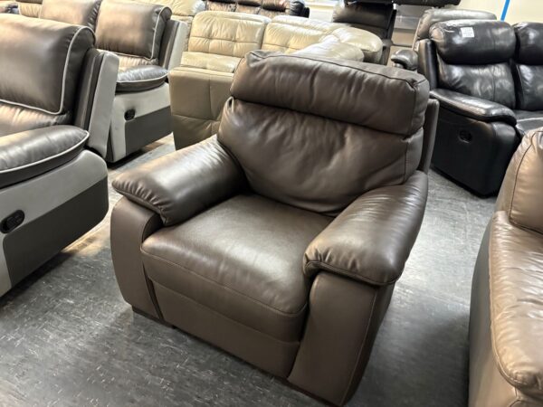 Italian Leather Grey Single Chair - Image 2