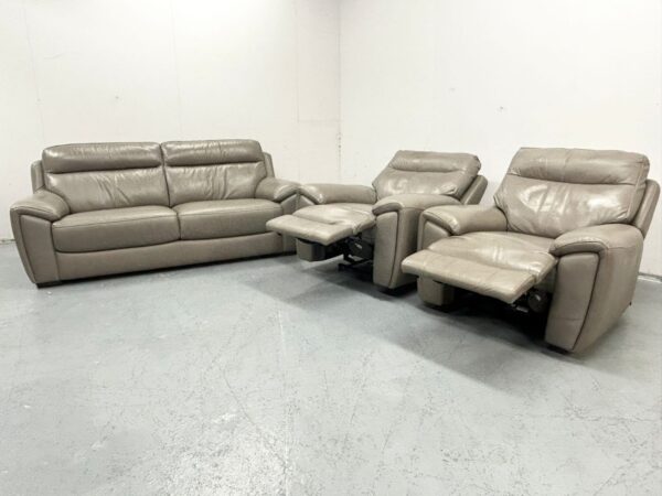 Sofology Leather 3 Piece Suite Sofa and Electric Recliner Chairs - Image 4