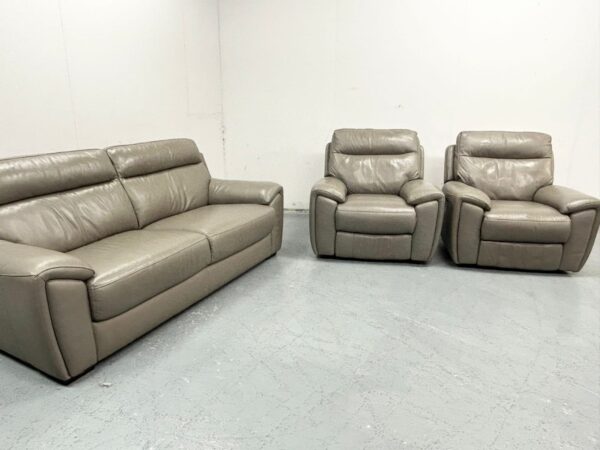 Sofology Leather 3 Piece Suite Sofa and Electric Recliner Chairs - Image 2