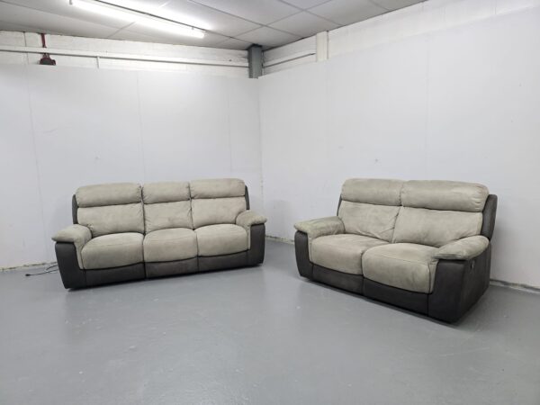 Dfs Two-Tone Suede 3 and 2 Seater Manual Recliner Sofas - Image 2