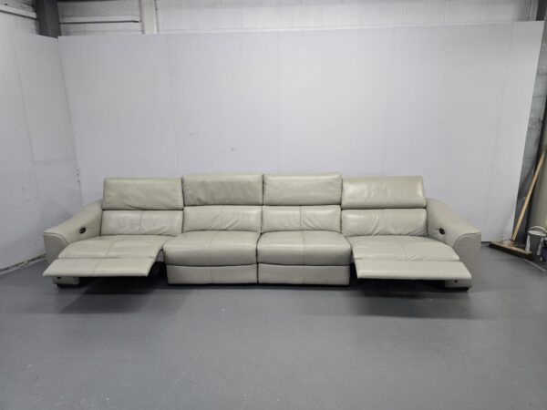 Grey Leather Big 4 Seater Electric Recliner Sofa - Image 5