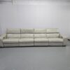 Grey Leather Big 4 Seater Electric Recliner Sofa