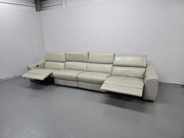 Grey Leather Big 4 Seater Electric Recliner Sofa - Image 6