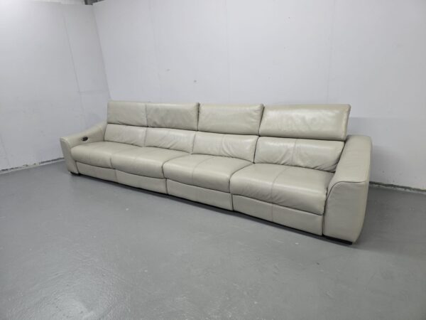 Grey Leather Big 4 Seater Electric Recliner Sofa - Image 3