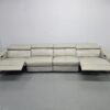 Grey Leather Big 4 Seater Electric Recliner Sofa - Image 4