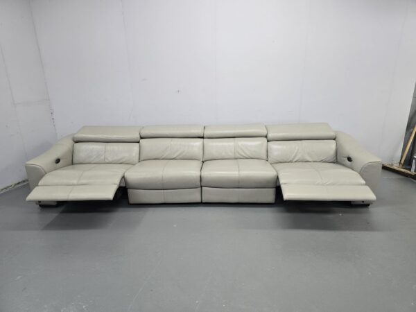 Grey Leather Big 4 Seater Electric Recliner Sofa - Image 4
