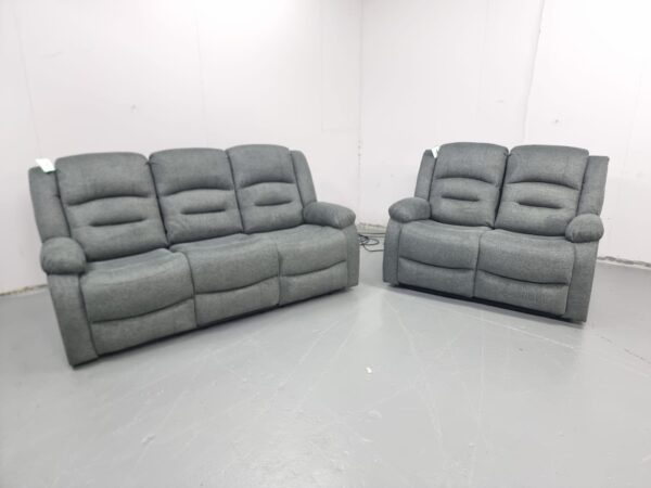 Alva Grey Fabric 3 and 2 Seater Electric Recliner Sofas with Cup Holders and USB - Image 4