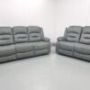 Alva Grey Fabric 3 and 2 Seater Electric Recliner Sofas with Cup Holders and USB