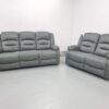 Alva Grey Fabric 3 and 2 Seater Electric Recliner Sofas with Cup Holders and USB - Image 2