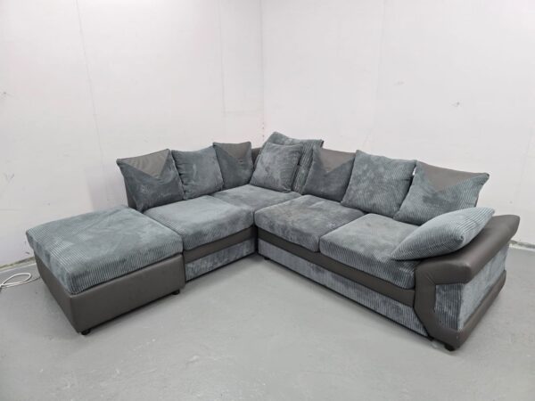 Two-Tone Grey Corded Corner Sofa - Image 2